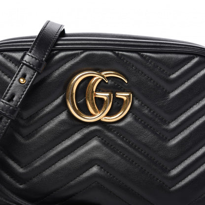 Gucci Calfskin Matelasse Small GG Marmont Chain Shoulder Bag Black 10 of 10