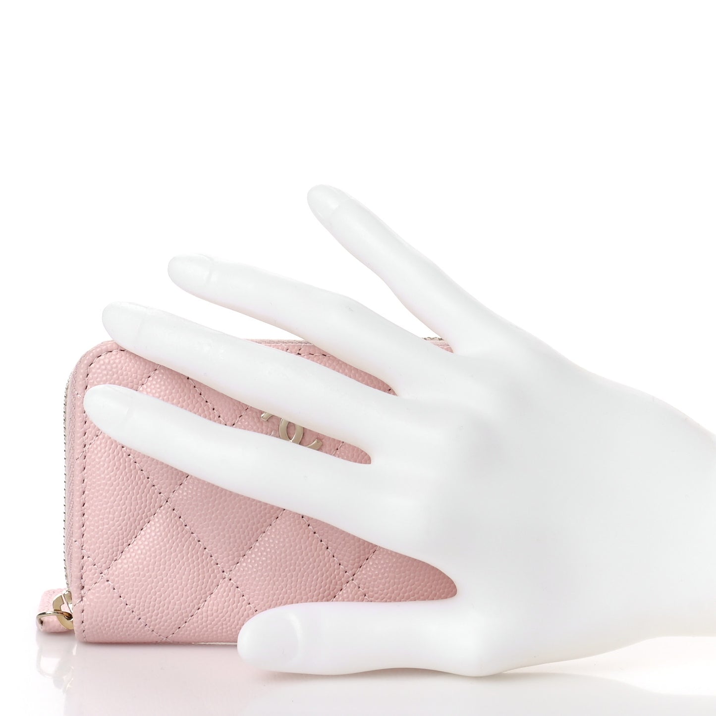 Caviar Quilted Zip Coin Purse Light Pink