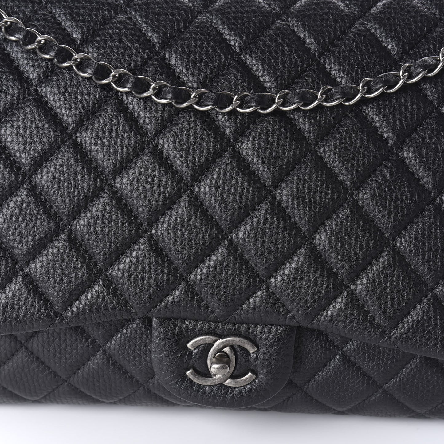 Calfskin Quilted Small XXL Travel Flap Bag Black