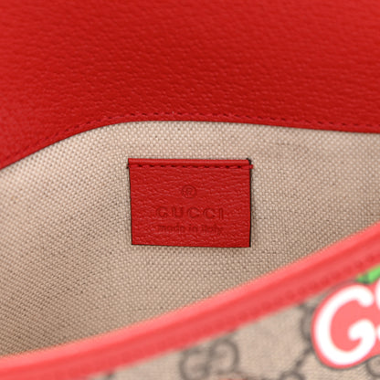 Gucci GG Supreme Monogram Apple Interlocking G Belt Bag Beige Multicolor Lobster Red 6 of 10