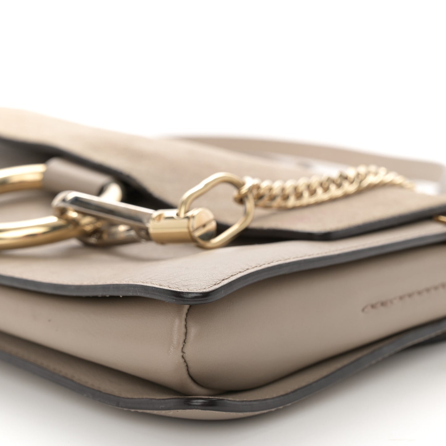 Suede Calfskin Small Faye Shoulder Bag Motty Grey