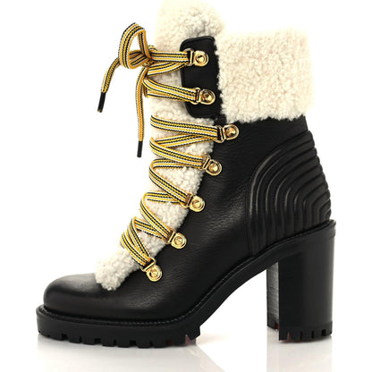 Christian Louboutin Calfskin Shearling Yetita 70 Hiker Booties 35 Black 1 of 7