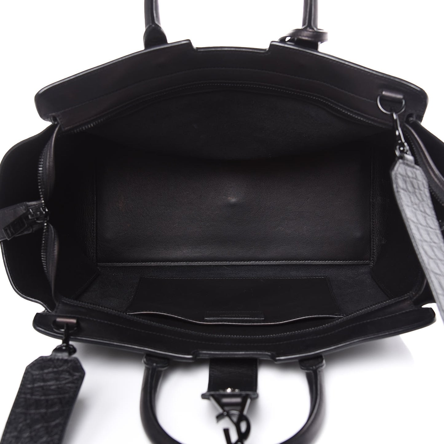 Smooth Calfskin Crocodile Embossed Small Monogram Downtown Cabas Black