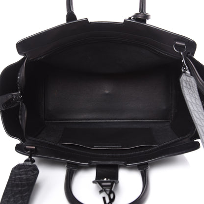 Saint Laurent Smooth Calfskin Crocodile Embossed Small Monogram Downtown Cabas Black 5 of 16