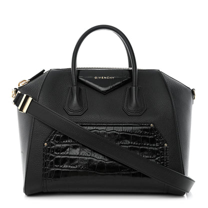 Givenchy Calfskin Crocodile Embossed Medium Antigona Black 1 of 13