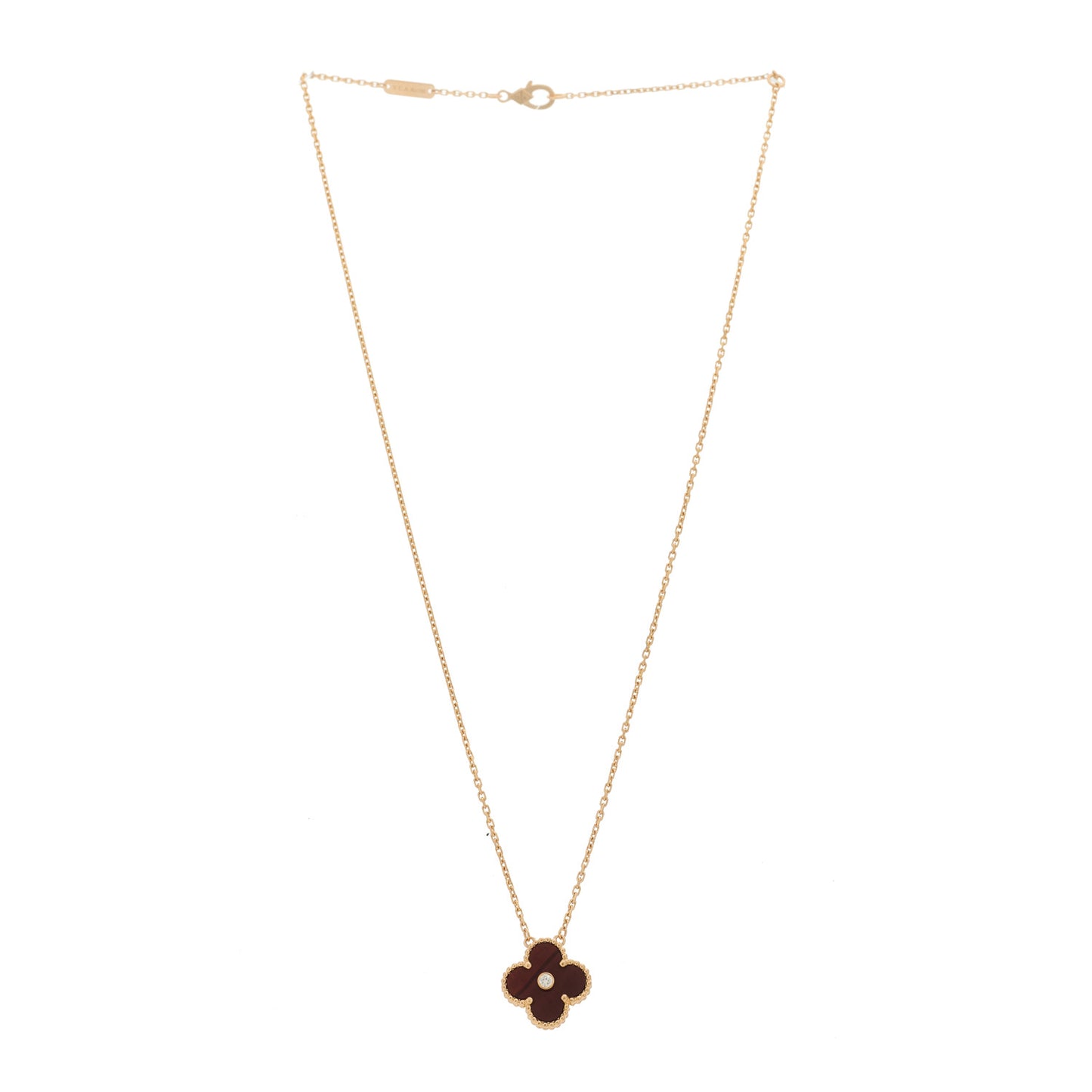 18K Rose Gold Diamond Bulls Eye Vintage Alhambra Pendant Necklace