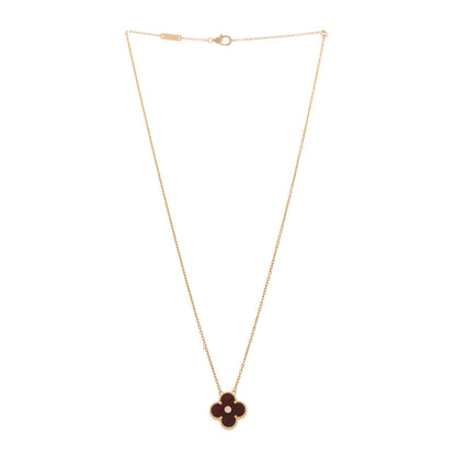 Van Cleef & Arpels 18K Rose Gold Diamond Bulls Eye Vintage Alhambra Pendant Necklace 2 of 5