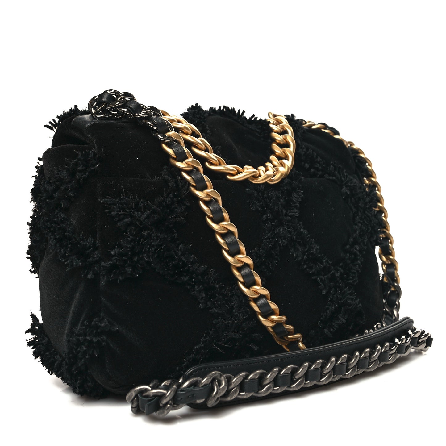 Cotton Canvas Quilted Medium Chanel 19 Flap Black