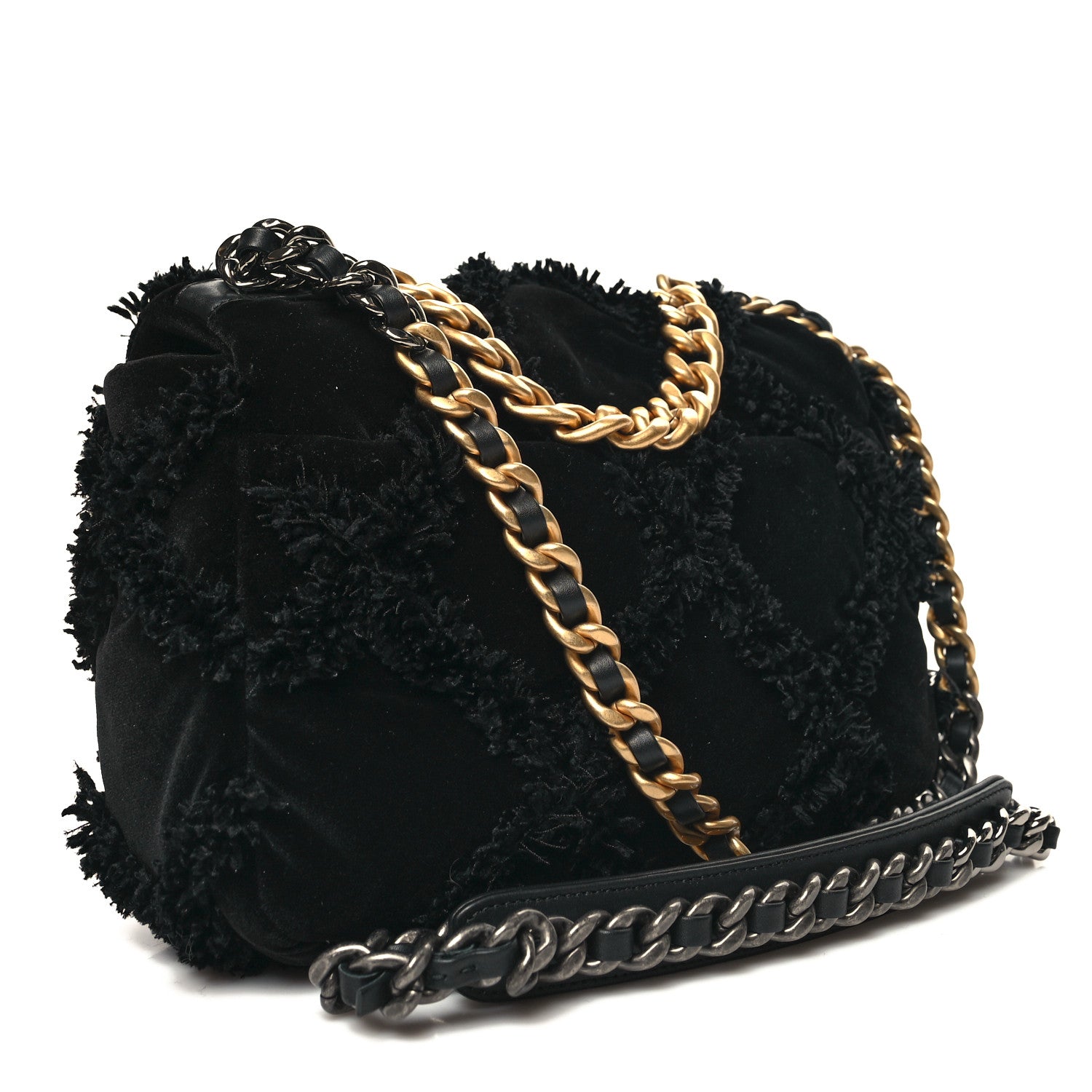 Chanel Cotton Canvas Quilted Medium Chanel 19 Flap Black 3 of 10