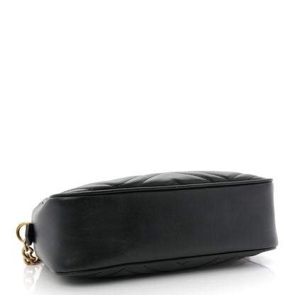 Gucci Calfskin Matelasse Small GG Marmont Chain Shoulder Bag Black 4 of 15
