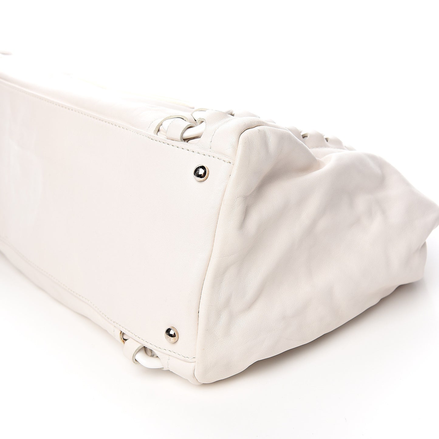 Calfskin Modern Chain Tote White