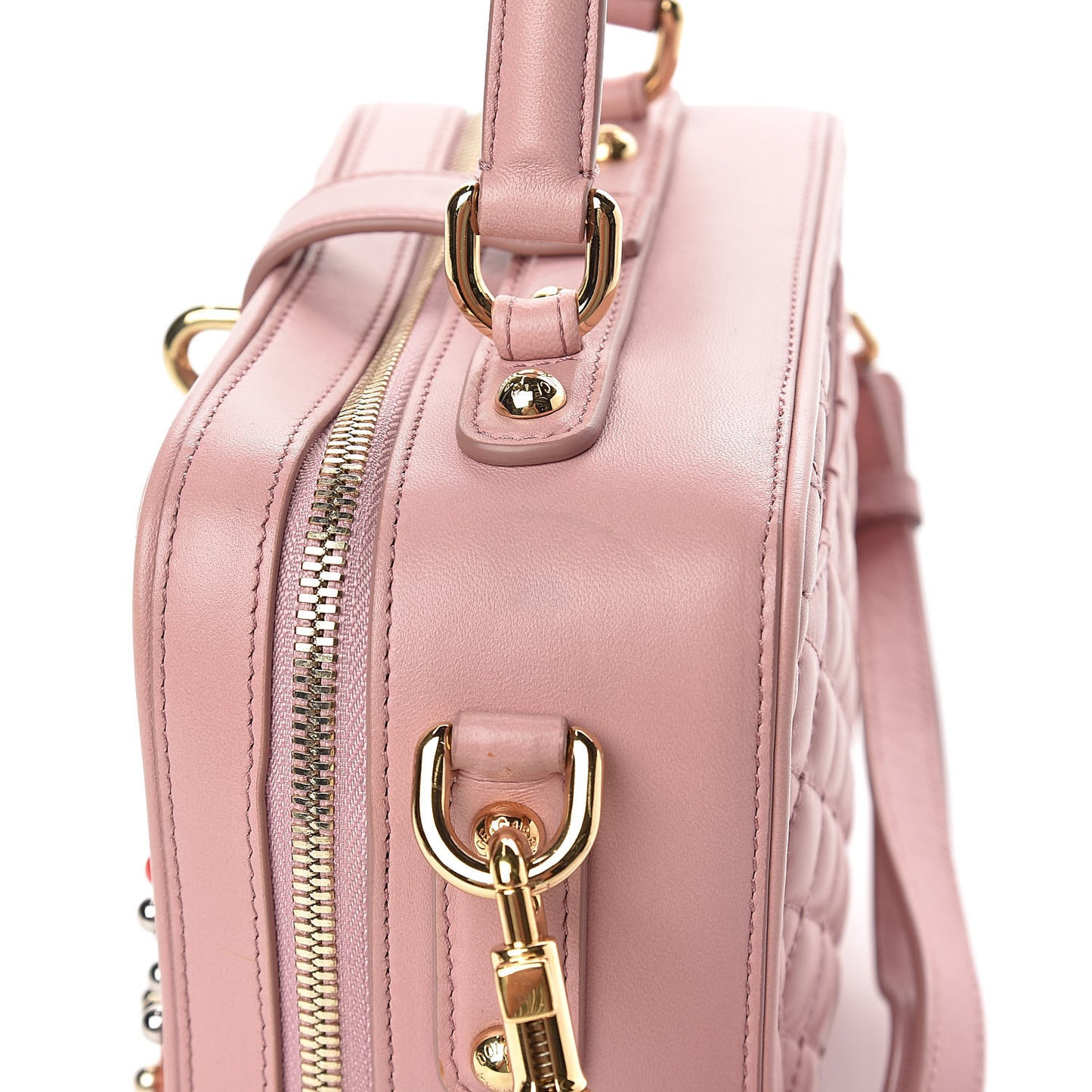 Lambskin Watersnake Embellished Lucia Shoulder Bag Rosa