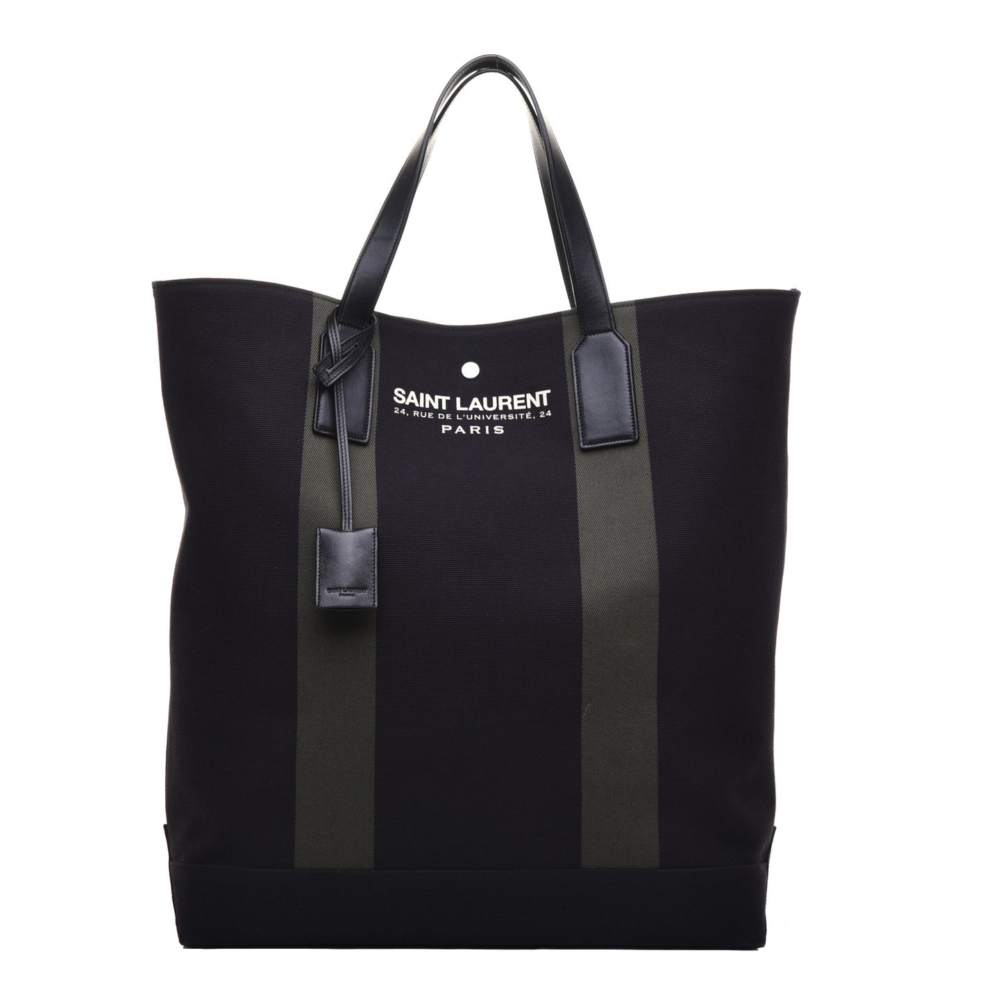 Canvas Beach Shopping Tote Black Khaki