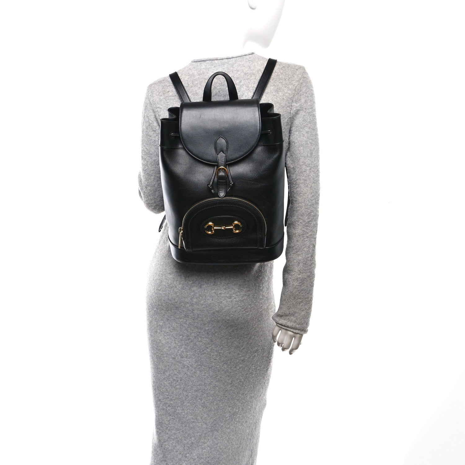 Gucci Boarded Plutone Calfskin Horsebit 1955 Single Buckle Backpack Black 2 of 10
