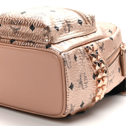MCM Metallic Visetos Mini Side Stud Stark Backpack Champagne Gold 9 of 9