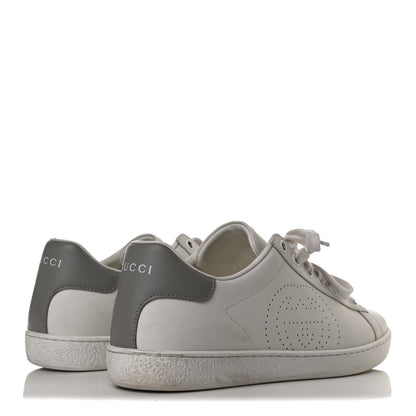 Gucci Calfskin Interlocking G Perforated Womens Ace Sneakers 39 White Grey Sky 4 of 13