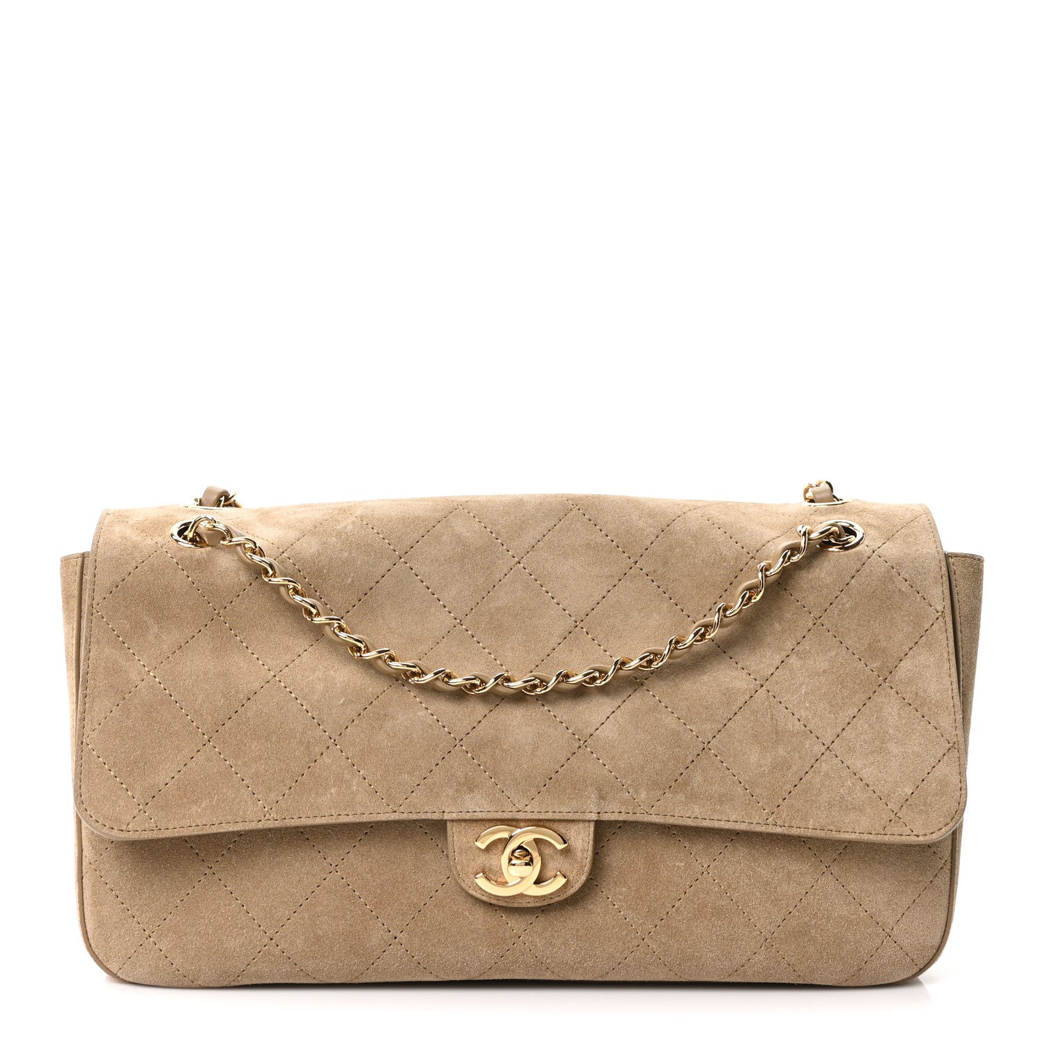Chanel Suede Calfskin Small Souplissimo Maxi Flap Dark Beige 1 of 10