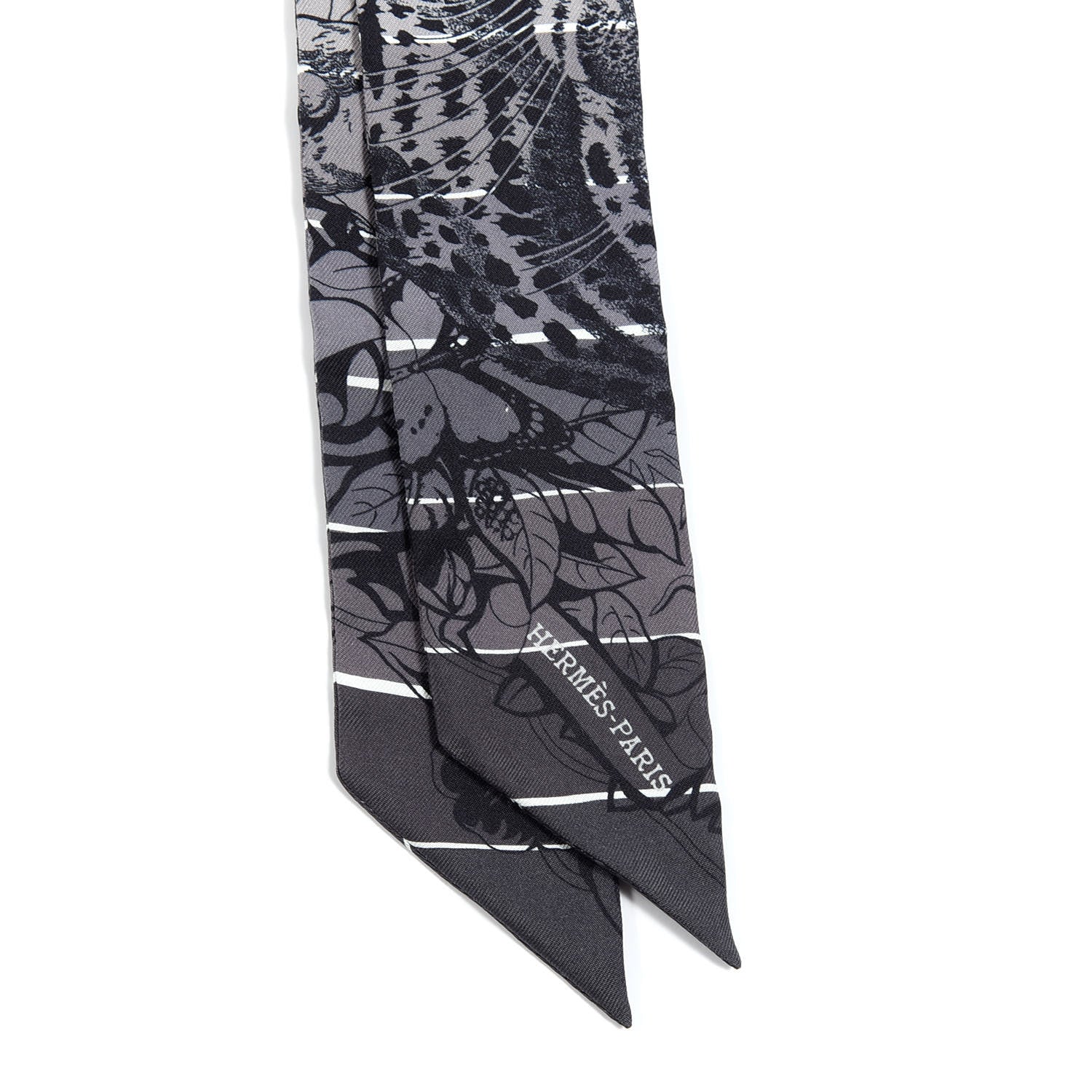 Hermes Silk Jungle Love Rainbow Twilly Gris Black White 2 of 4