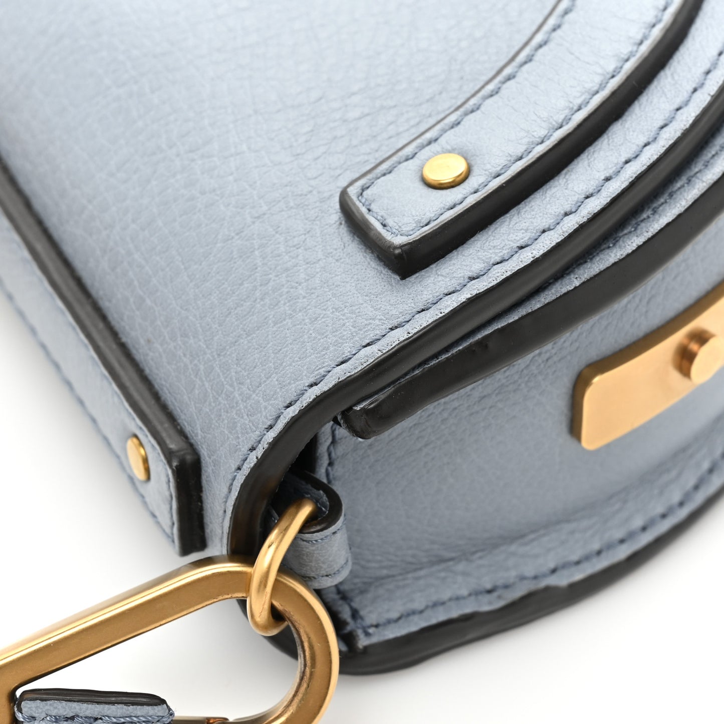 Calfskin Small Nile Bracelet Minaudiere Bag Washed Blue