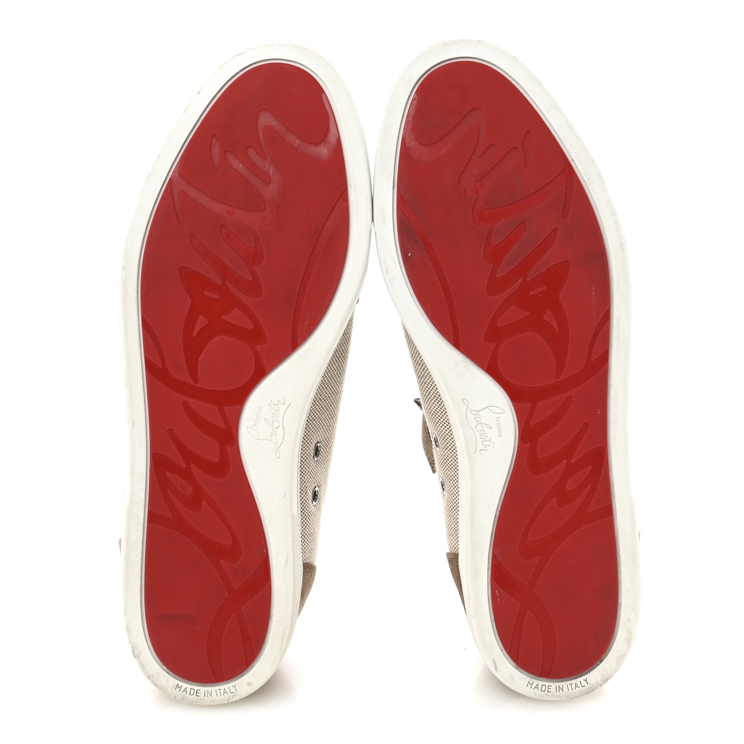 Christian Louboutin Suede Canvas Mens Fique A Vontade Sneakers 45 Beige 6 of 10
