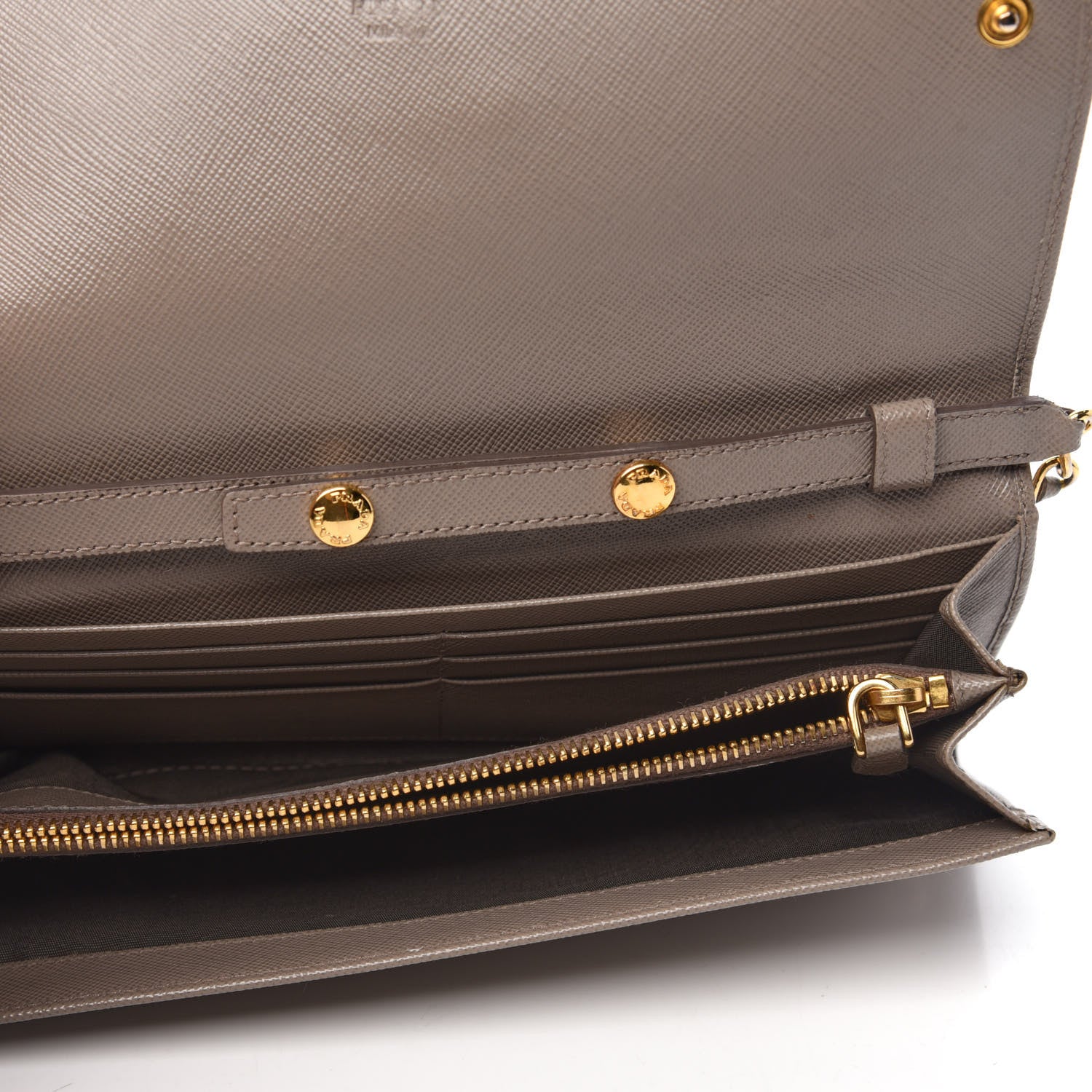 Prada Saffiano Metal Oro Chain Wallet Argilla 5 of 13