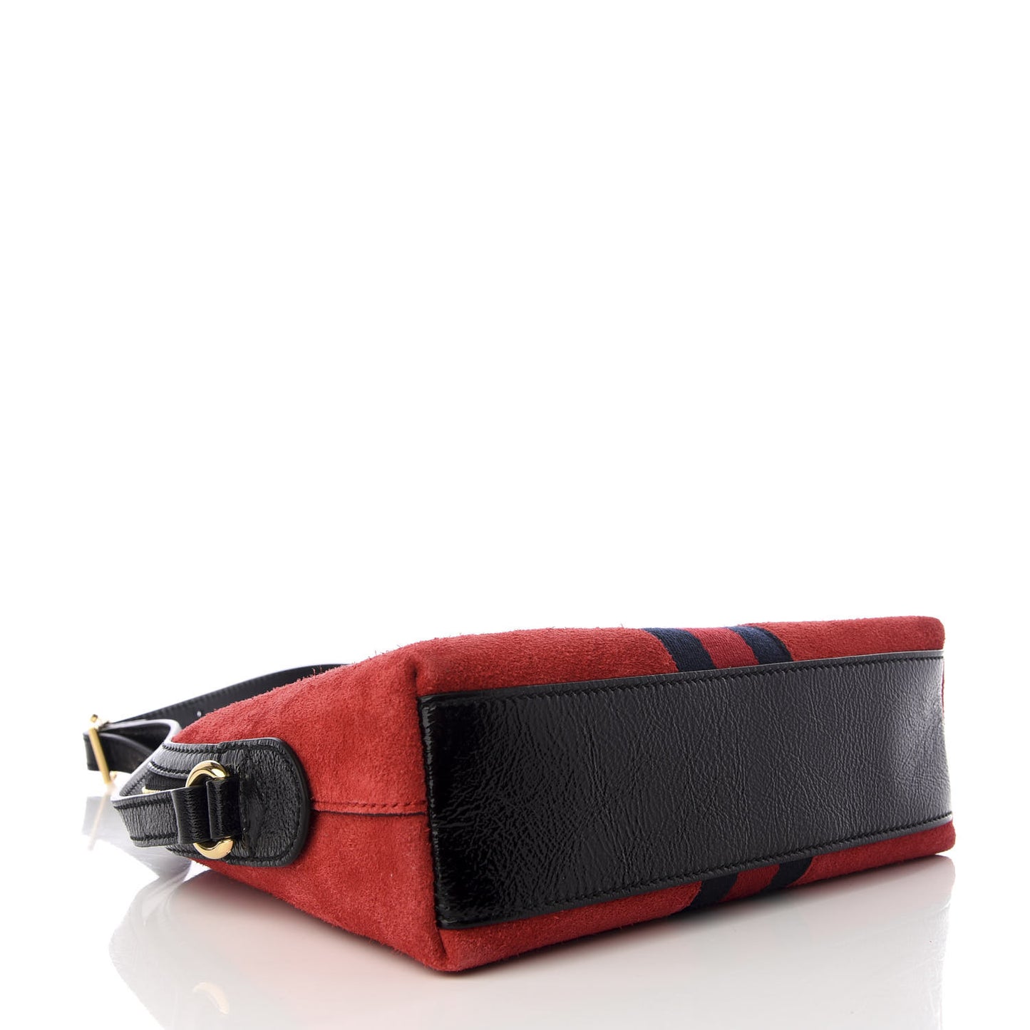 Suede Patent Web GG Small Ophidia Dome Shoulder Bag Hibiscus Red