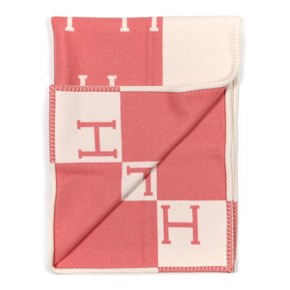 Hermes Wool Cashmere Avalon Baby Blanket Rose Airelle White 2 of 3