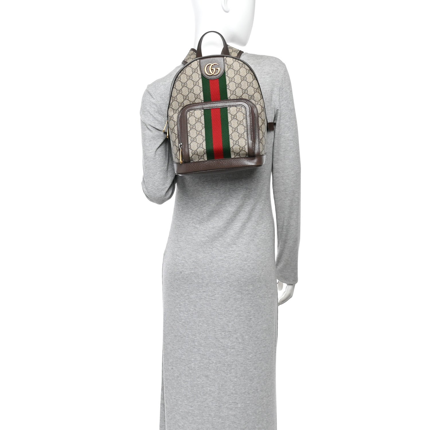Gucci GG Supreme Monogram Calfskin Web Small Ophidia Day Backpack Beige Ebony New Acero 2 of 10