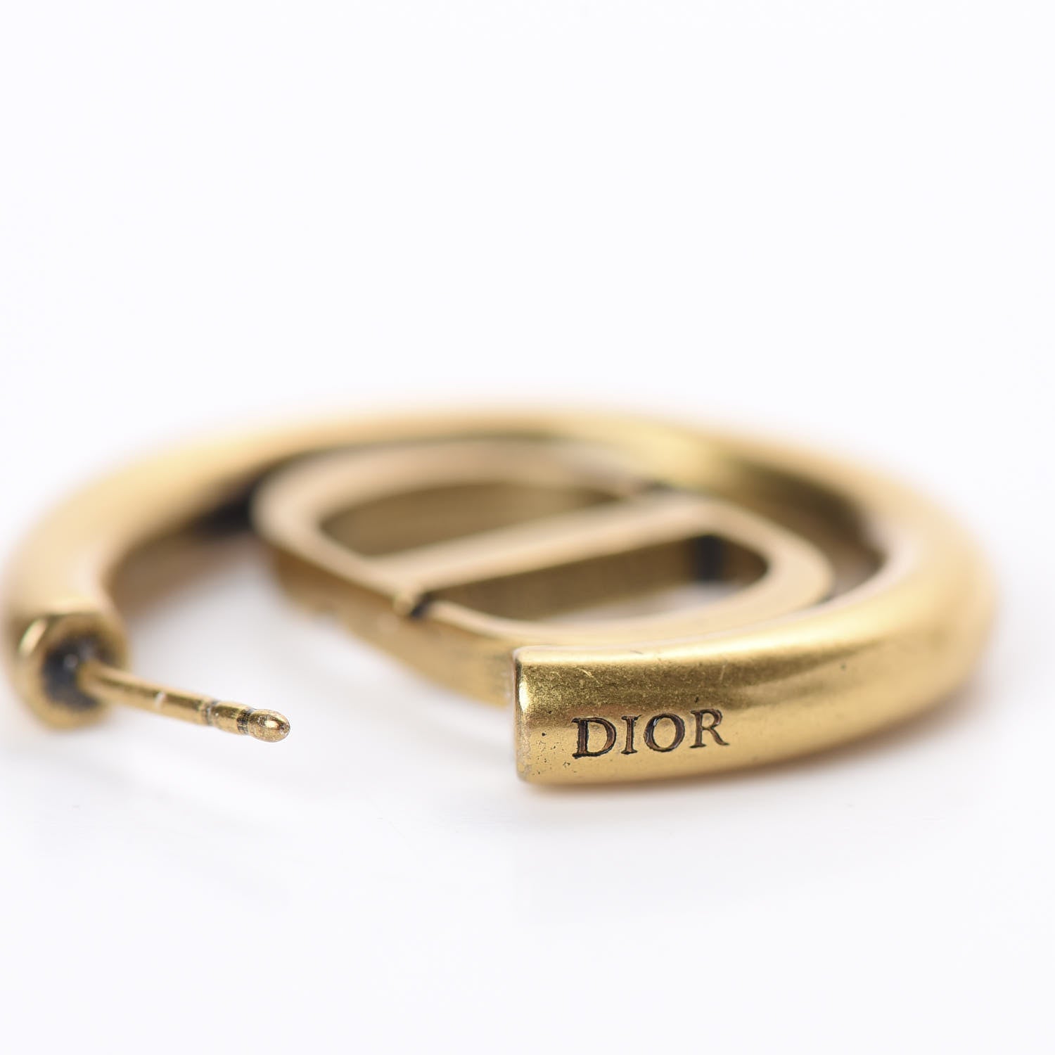 Christian Dior Metal 30 Montaigne Hoop Earrings Aged Gold 5 of 5