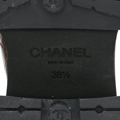 Chanel Calfskin Patent Cap Toe Quilted Short Boots 38.5 Brown Black 7 of 17
