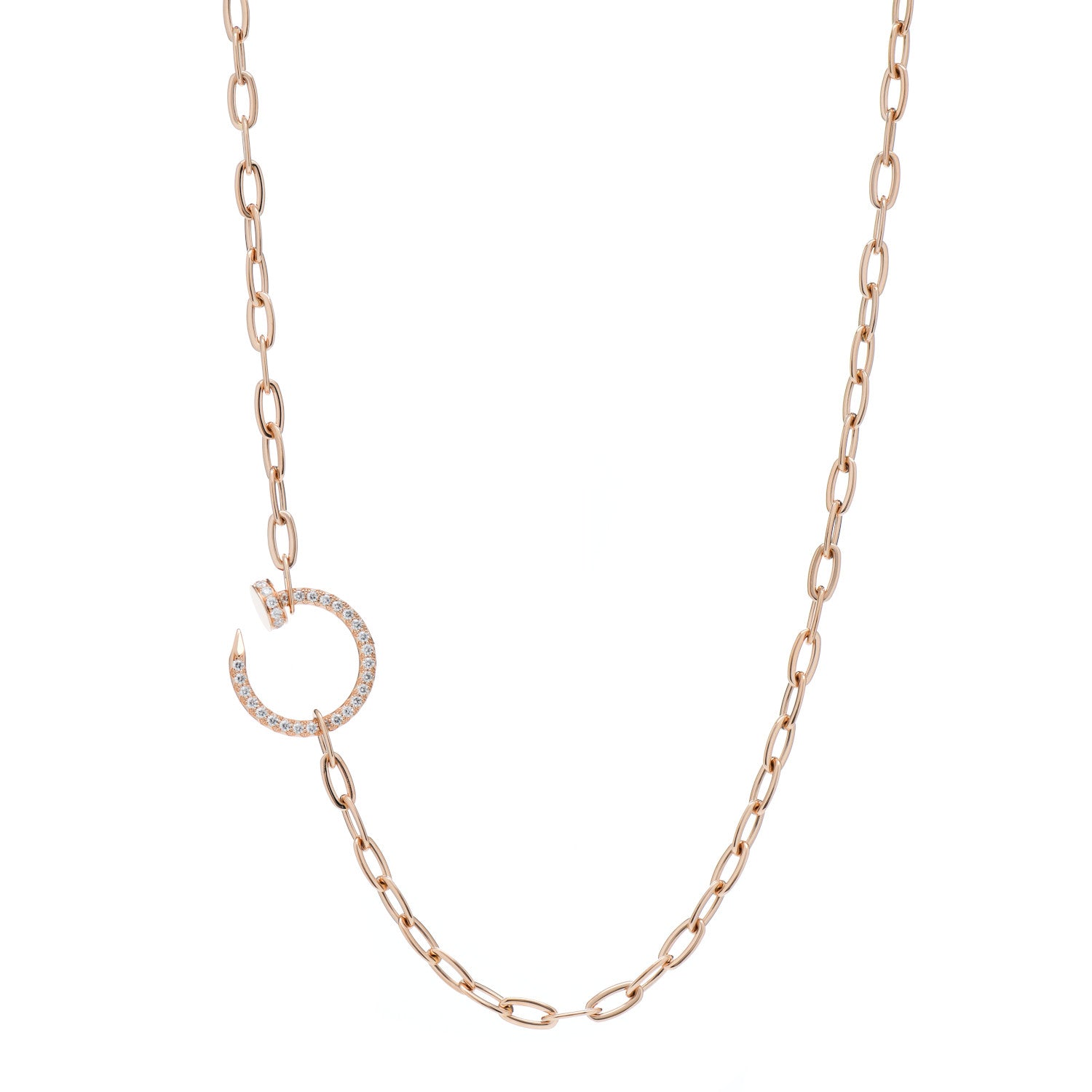 Cartier 18K Pink Gold Diamond Juste Un Clou Chain Necklace 1 of 5
