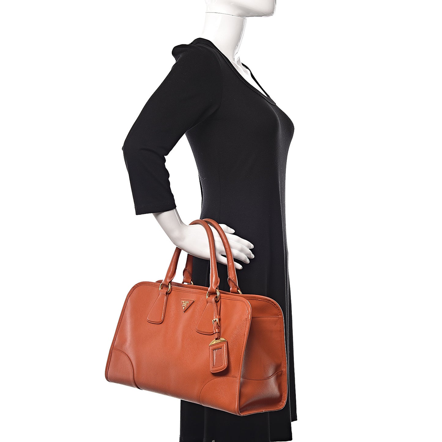 Saffiano Lux Top Handle Tote Papaya