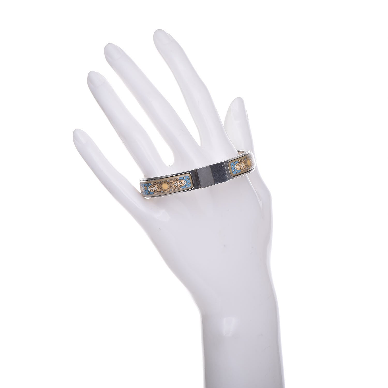 Hermes Sterling Silver Enamel Narrow Loquet Bracelet 2 of 10