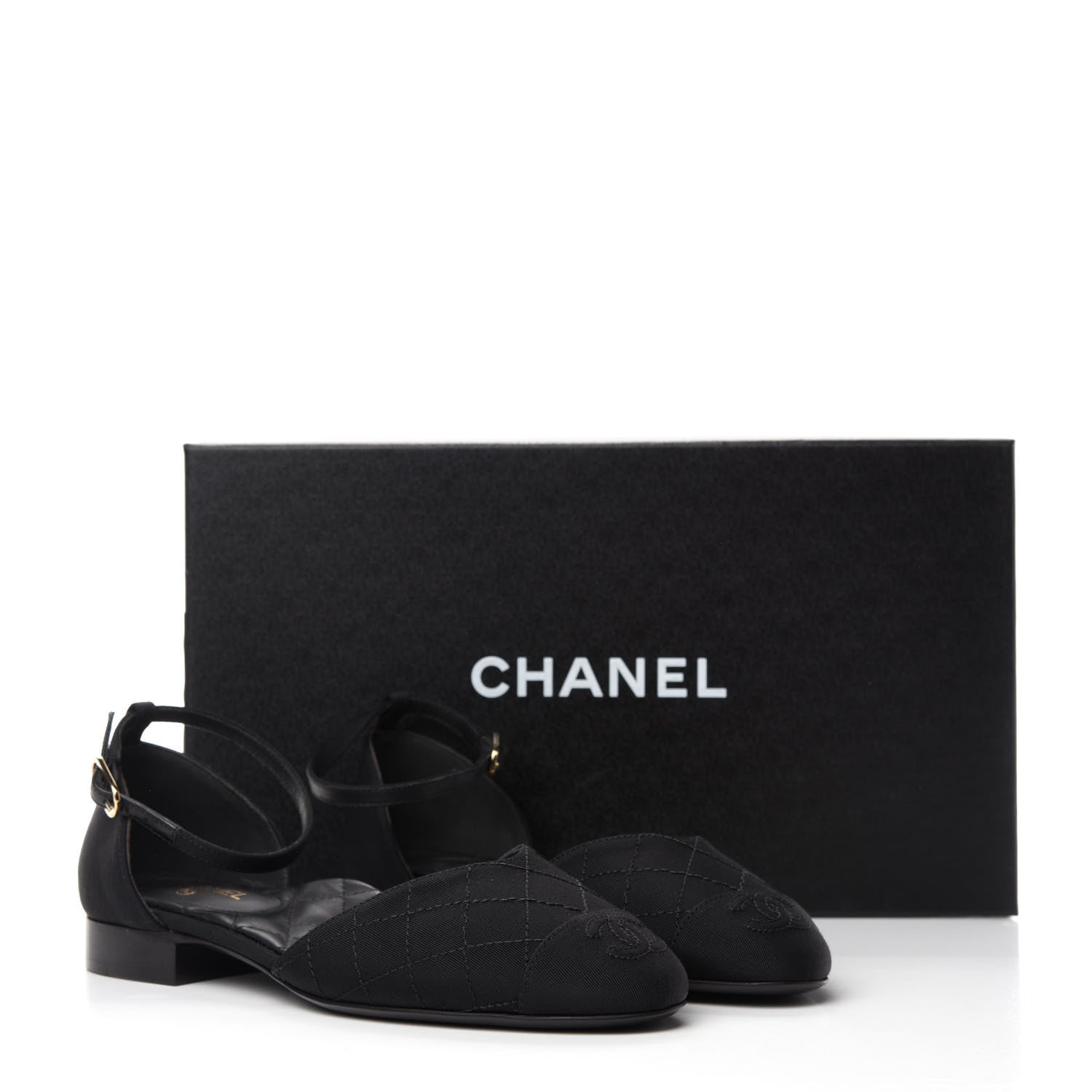 Chanel Grosgrain Cap Toe CC Ankle Strap Sandals 36 Black 10 of 10