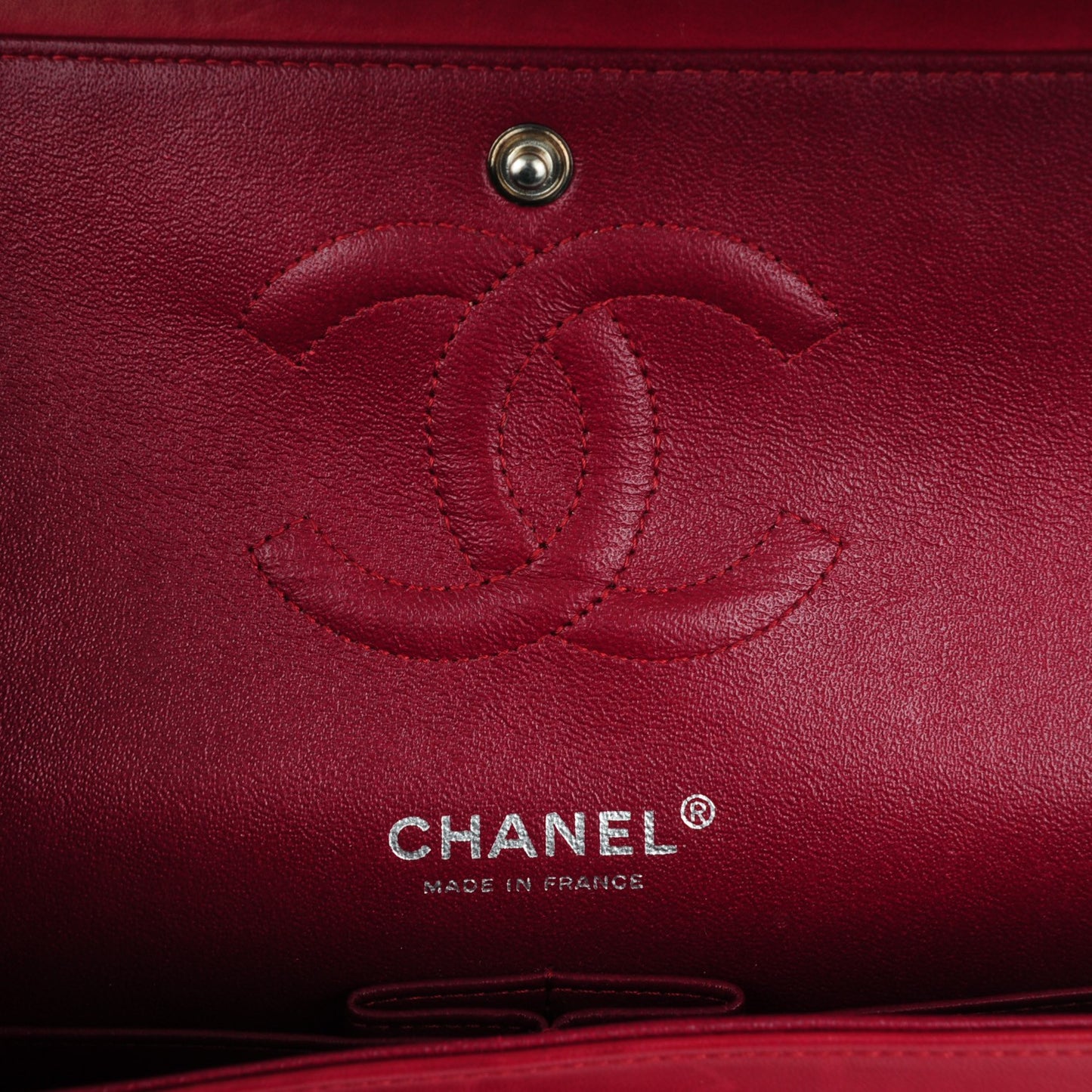 Patent Calfskin Quilted Medium Double Flap Red