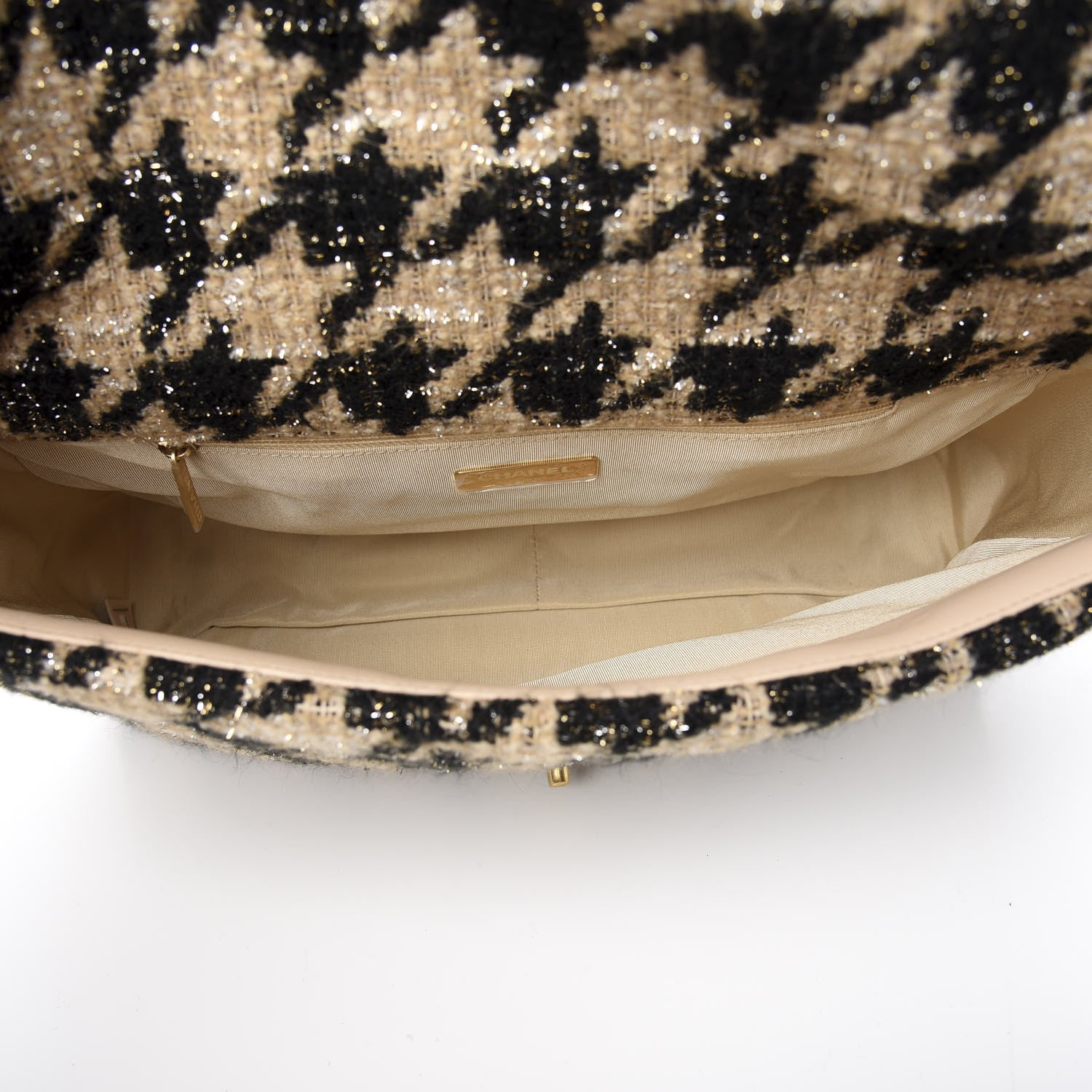 Chanel Tweed Maxi 19 Flap Beige Black 4 of 10