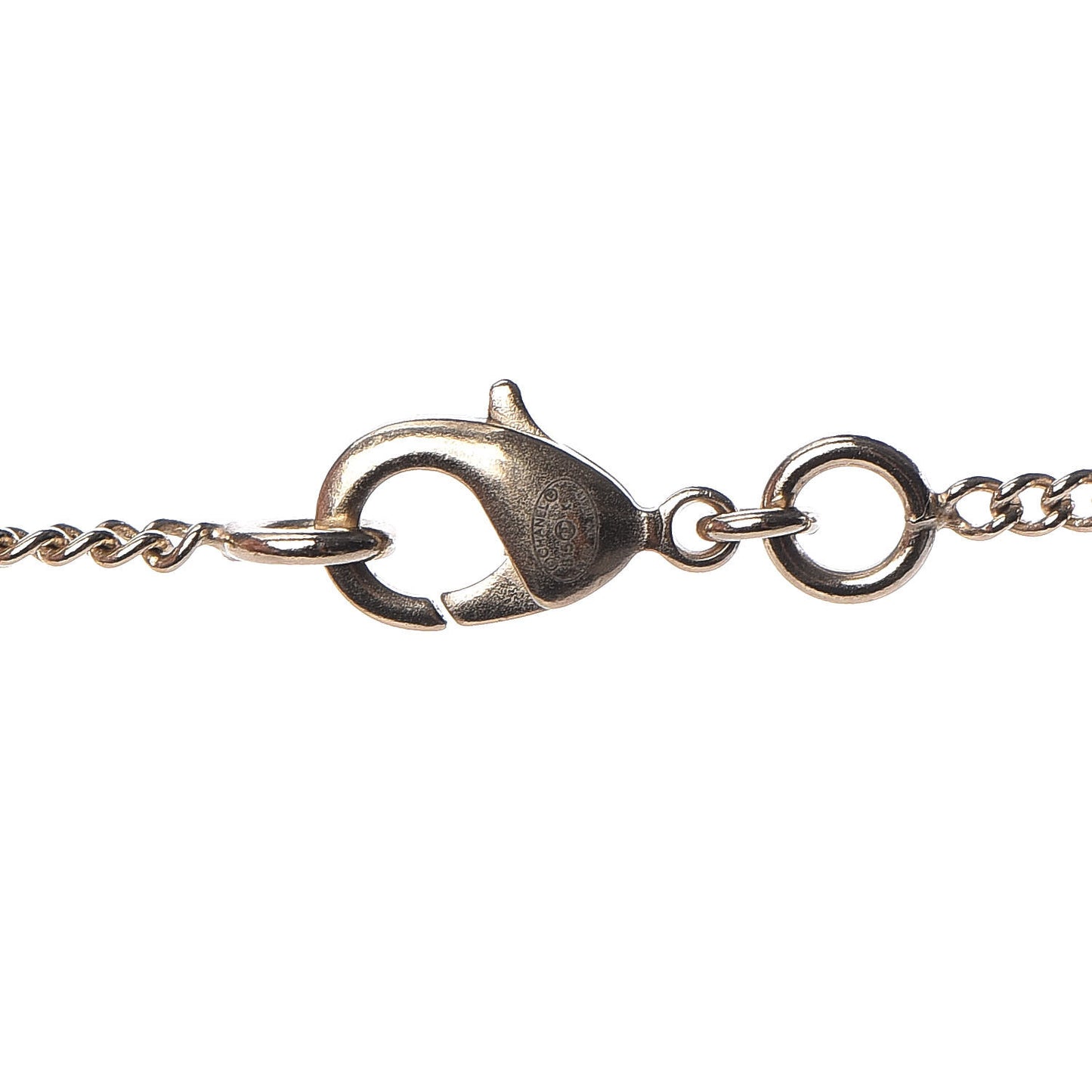 Quilted CC Pendant Necklace Light Gold