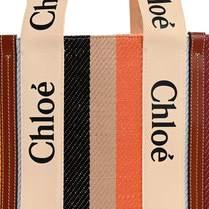 Chloe Cotton Calfskin Large Woody Striped Tote Multicolor 8 of 11