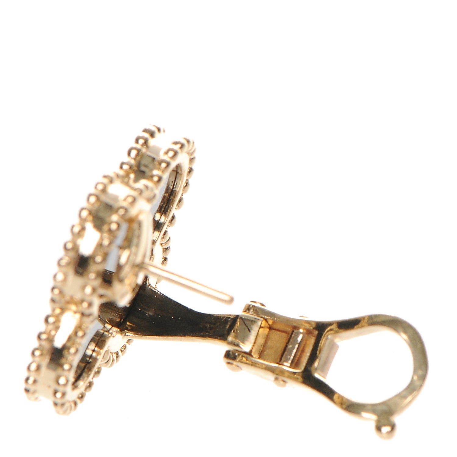 Van Cleef & Arpels 18K Yellow Gold Black Onyx Vintage Alhambra Earrings 5 of 6
