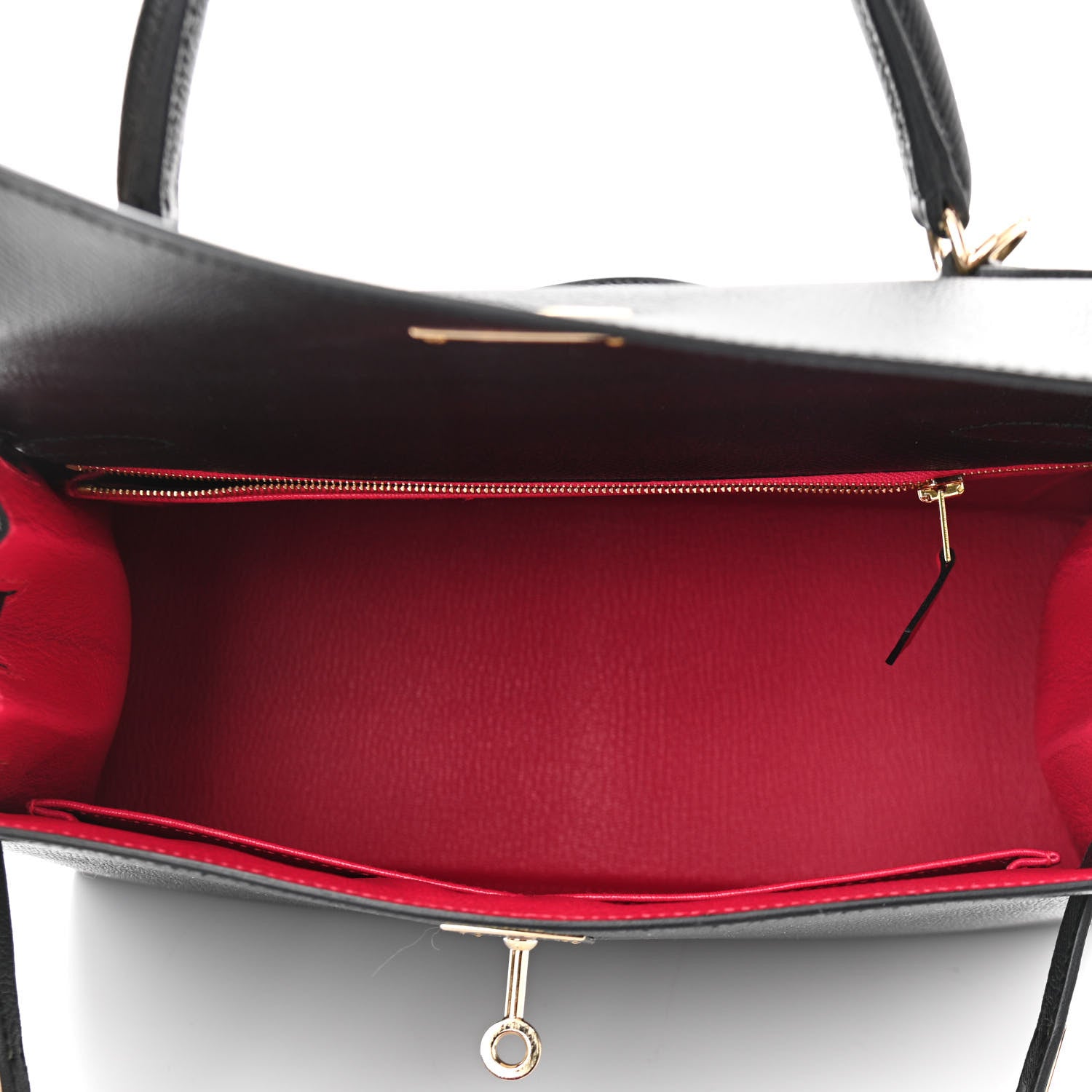 Hermes Epsom Horseshoe Kelly Sellier 28 Black Rose Extreme 5 of 13