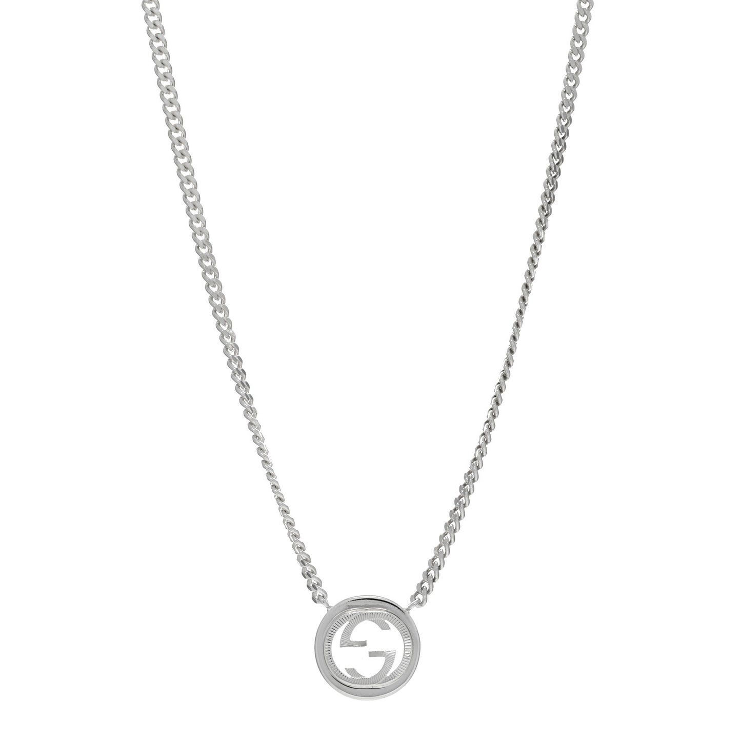 Sterling Silver Interlocking G Textured Pendant Necklace