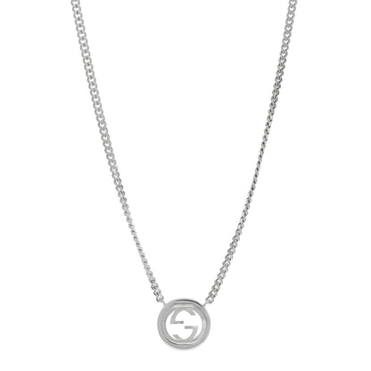 Gucci Sterling Silver Interlocking G Textured Pendant Necklace 1 of 4