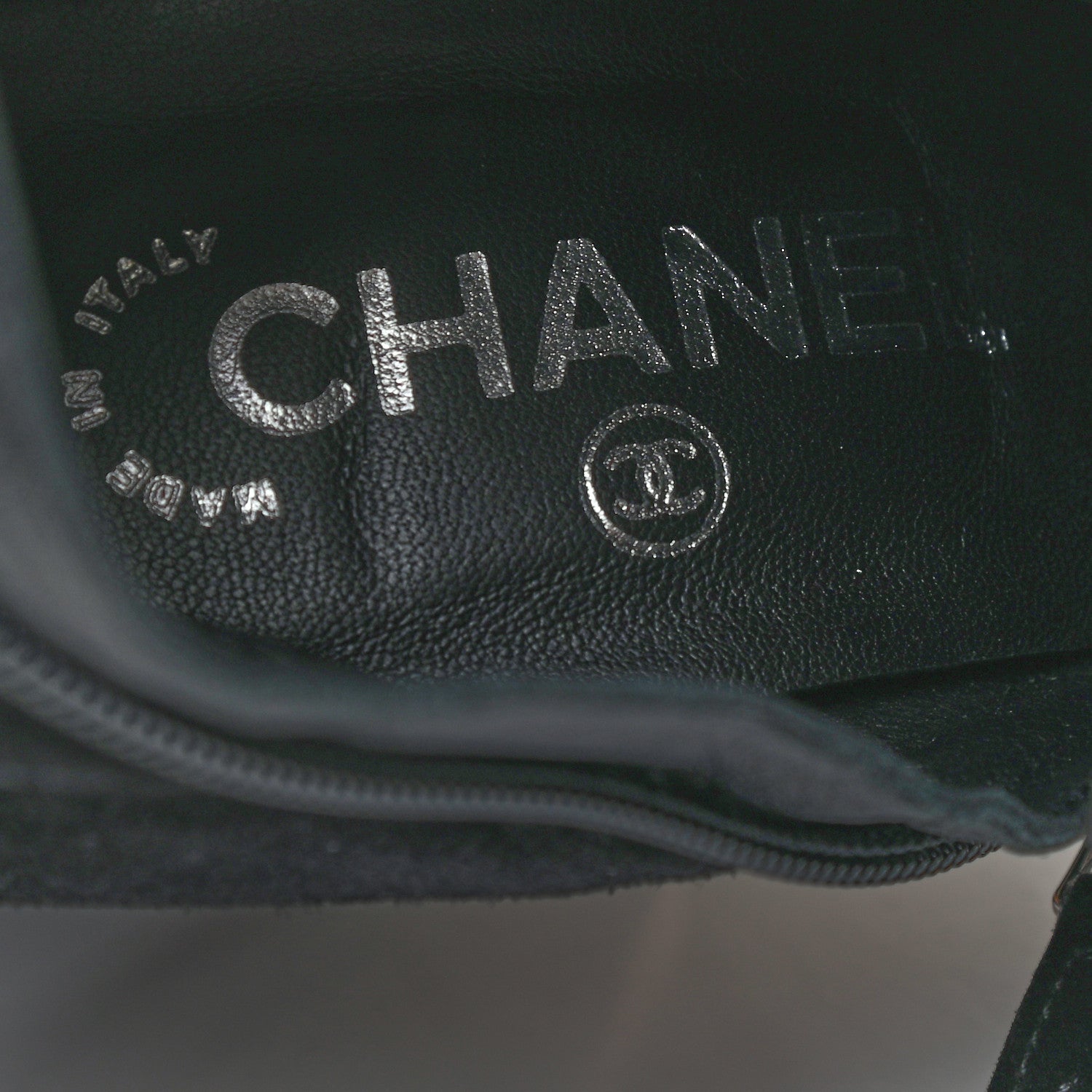 Chanel Suede Calfskin CC Cap Toe Knee High Boots 38 Black 7 of 10