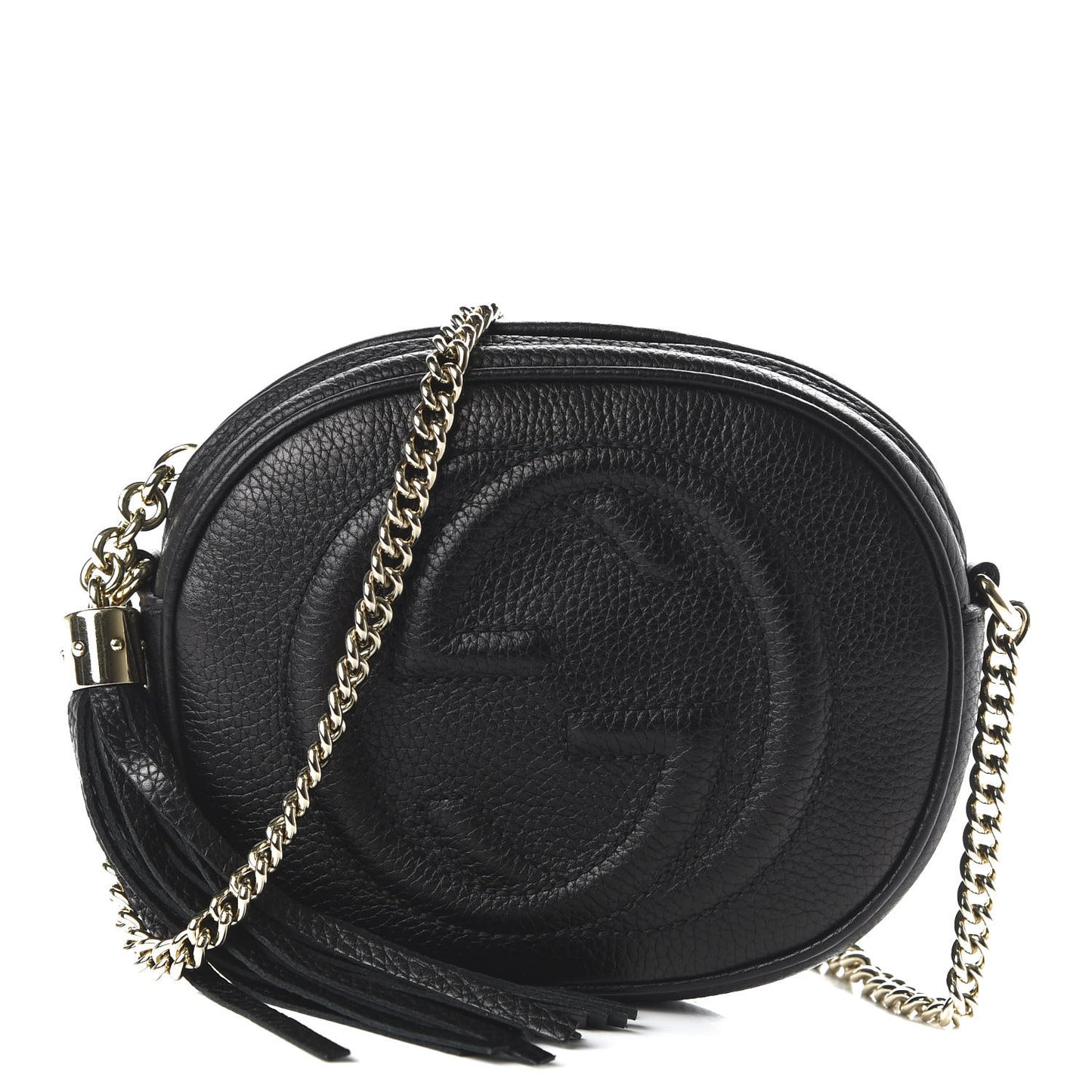 Pebbled Calfskin Mini Soho Chain Bag Black