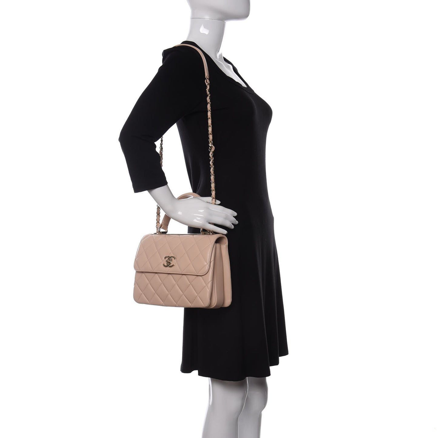 Lambskin Quilted Small Trendy CC Dual Handle Flap Bag Beige