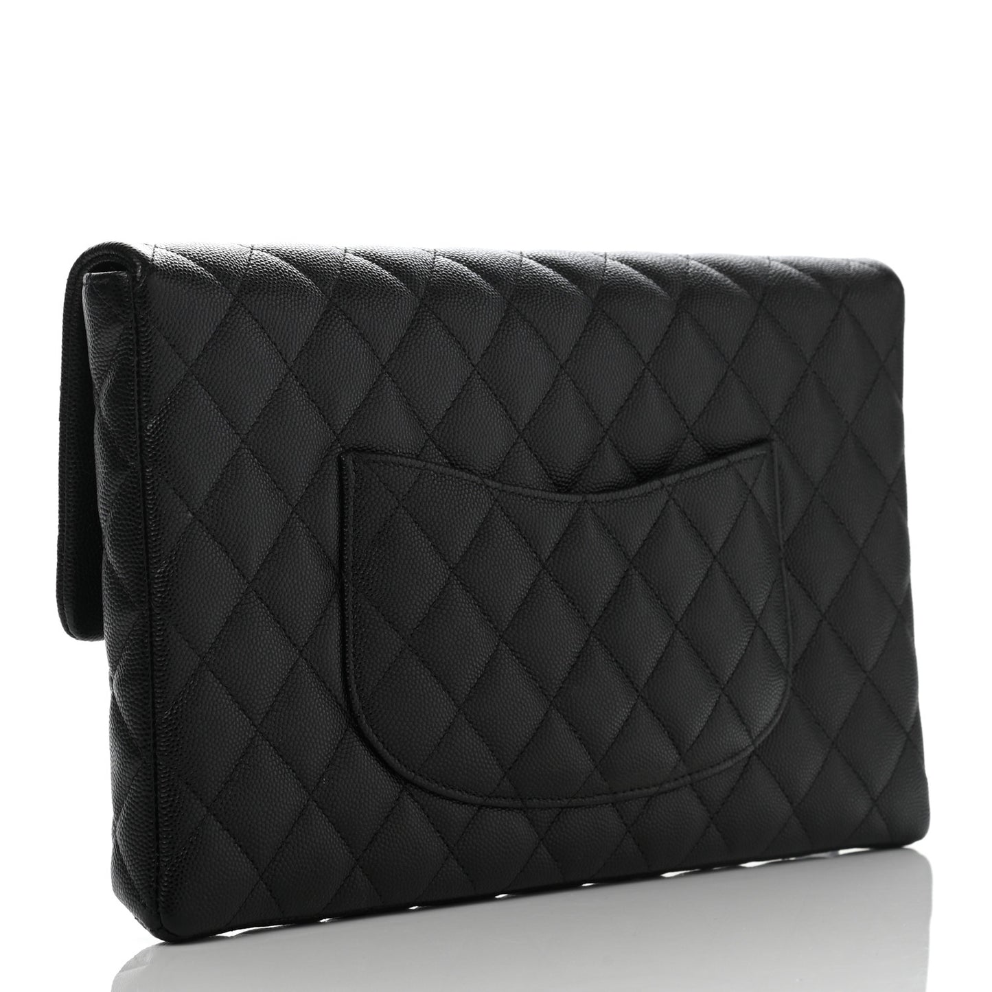 Caviar Quilted Flap Clutch Black