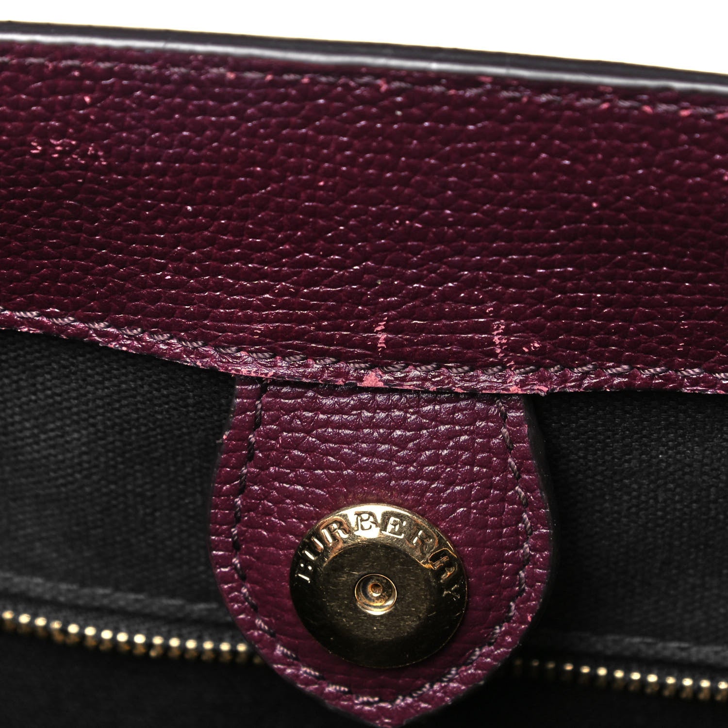 Burberry Grainy Calfskin House Check Medium Banner Tote Elderberry 14 of 15