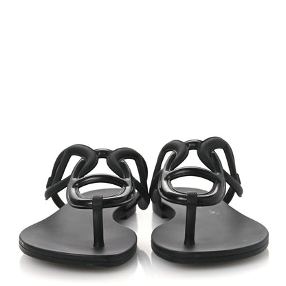 Hermes Rubber Womens Egerie Sandals 36 Black 3 of 12