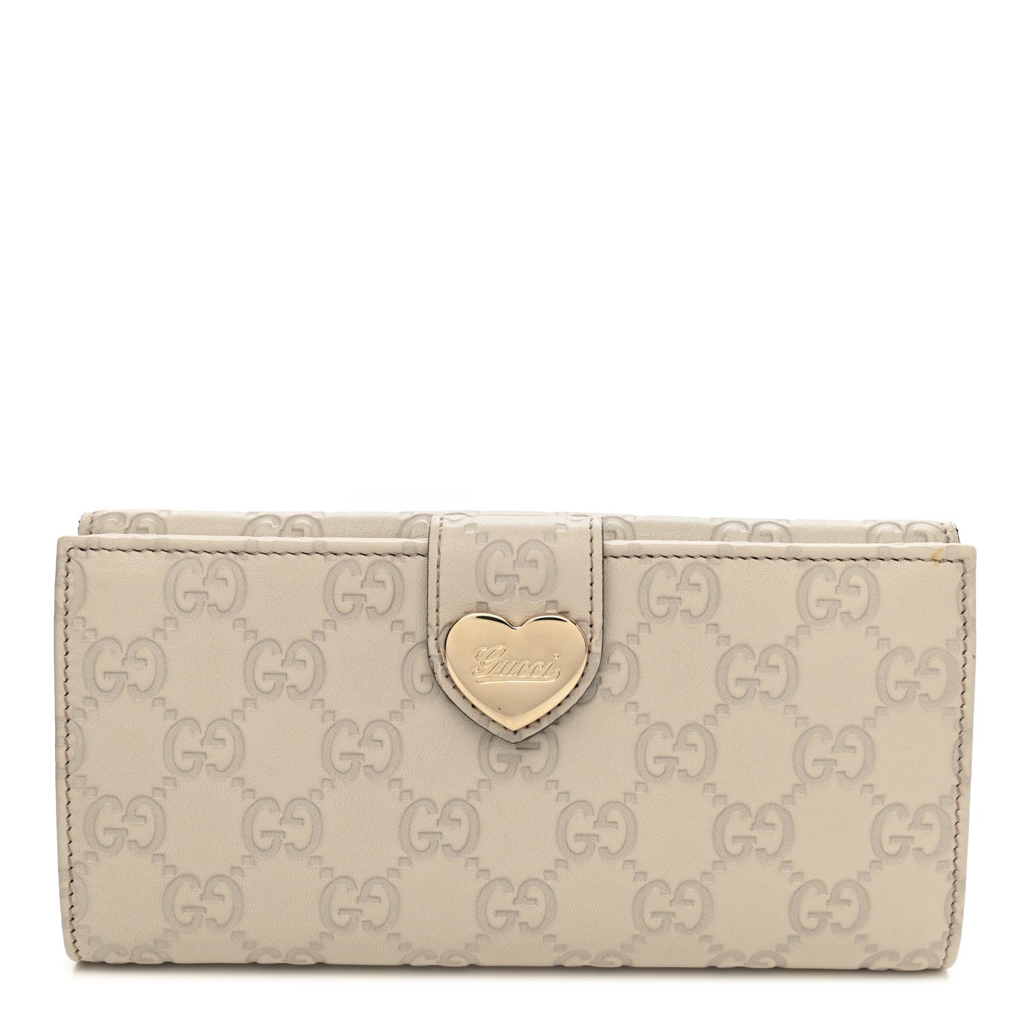 Gucci Guccissima Heart Continental Wallet Off White 1 of 10