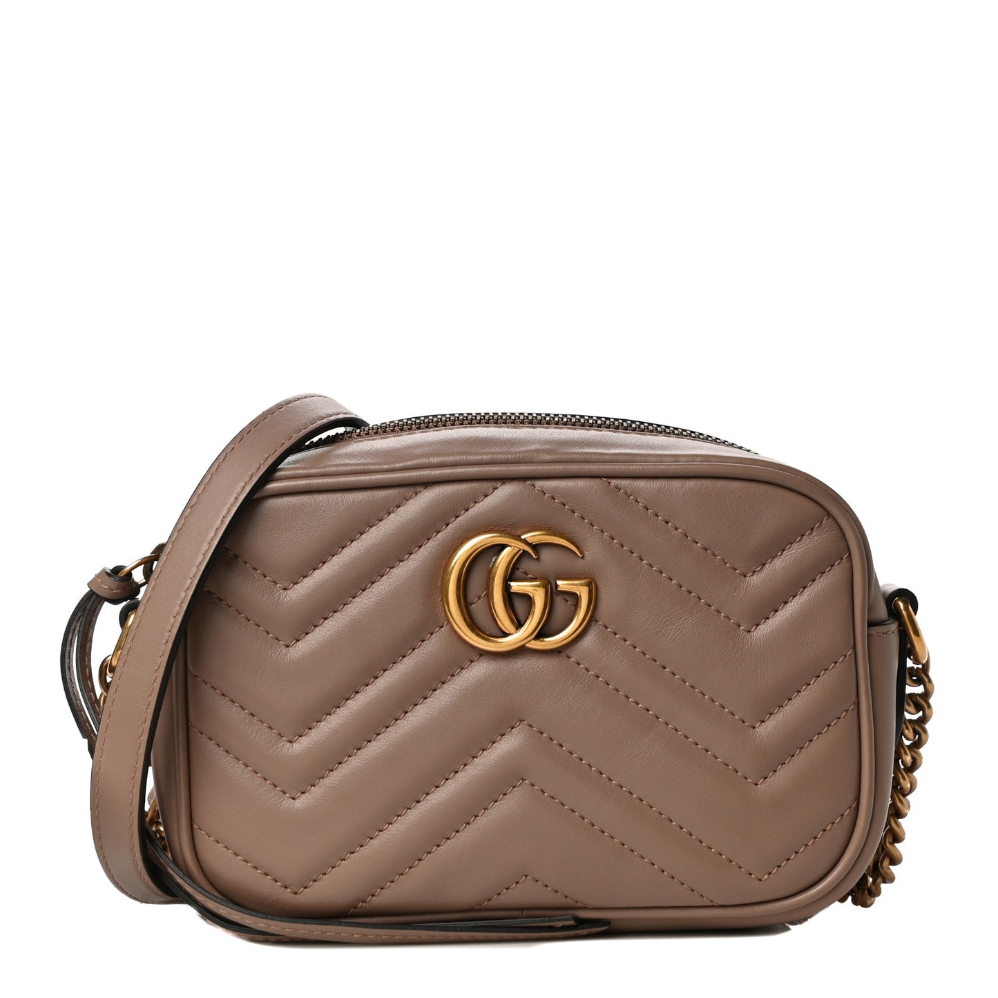 Calfskin Matelasse Mini GG Marmont Chain Shoulder Bag Porcelain Rose